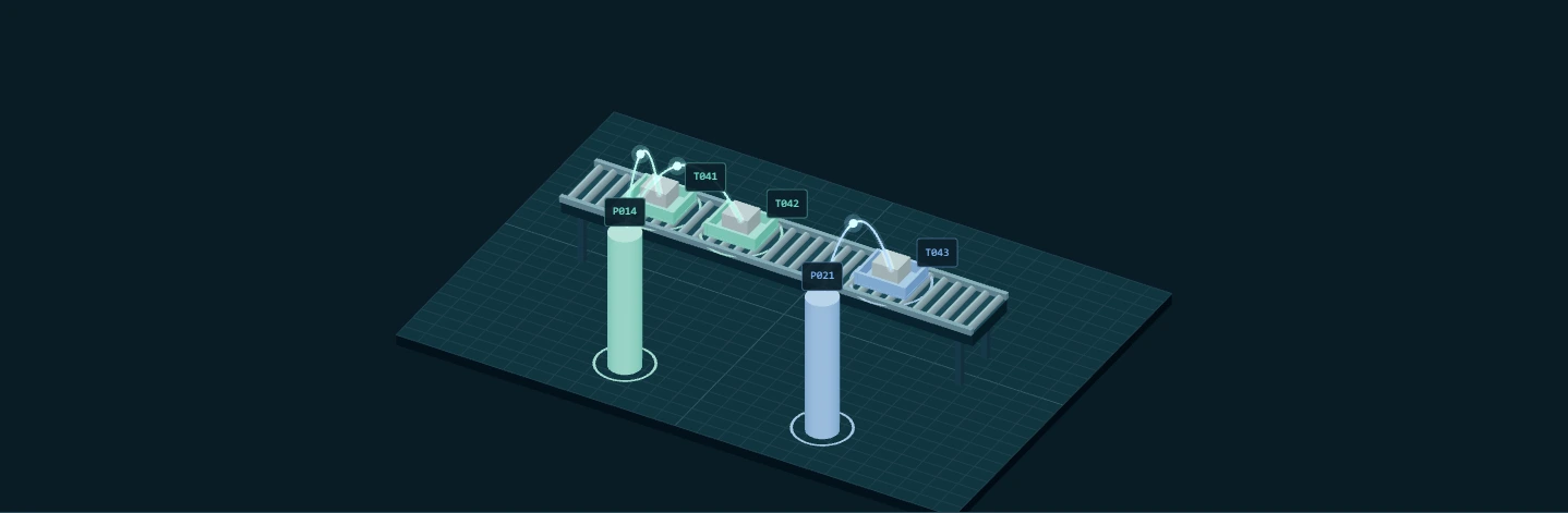 Snapshot of the 3D links between each passenger and their own trays